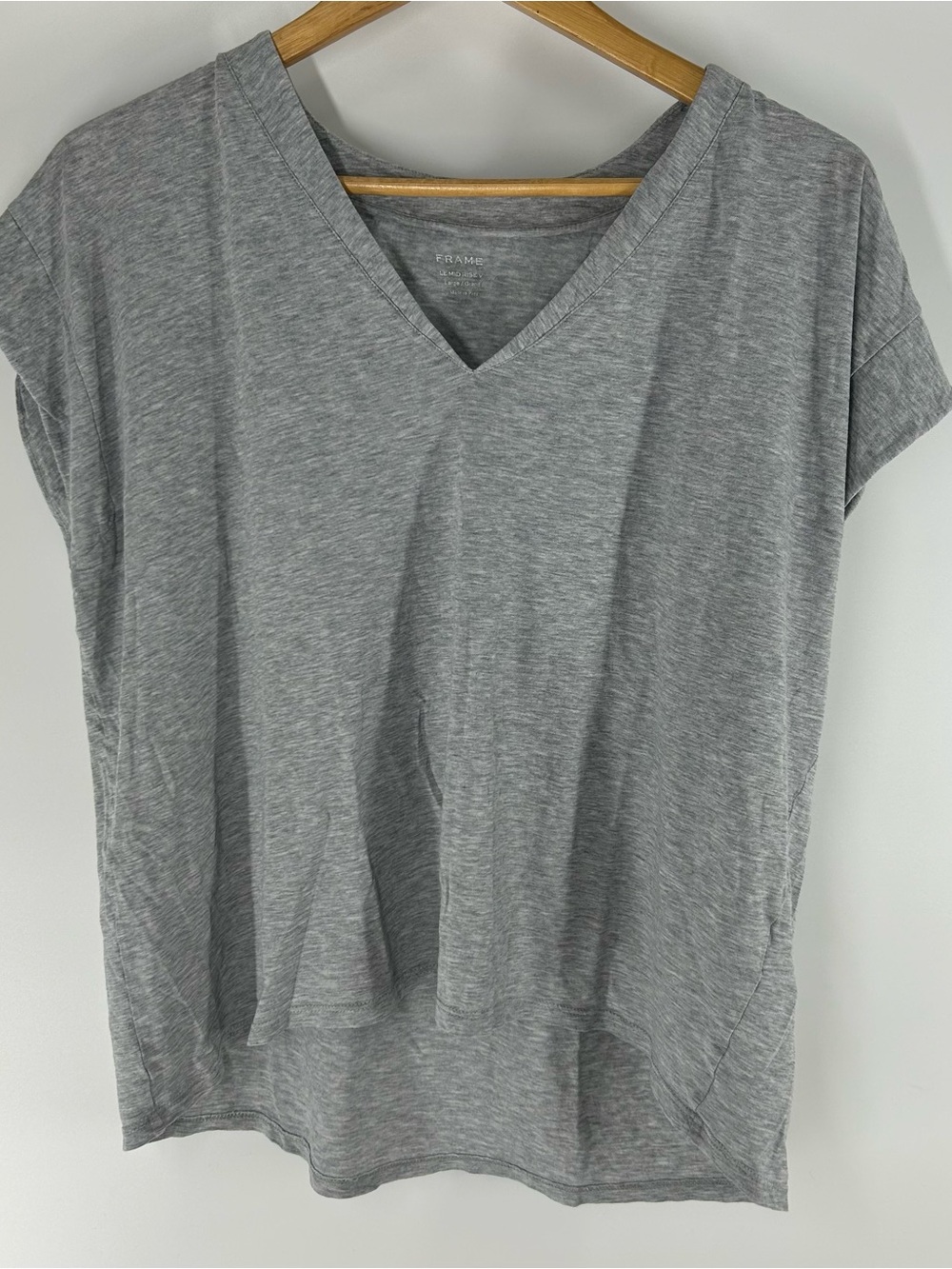 Frame Denim Pima Cotton Heather Gray V-Neck Short Sleeve Tee